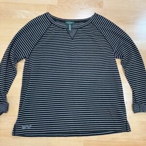 Lauren Jeans Co. Ralph Lauren Striped Long Sleeve Petite Med Top